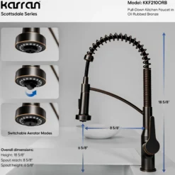 Karran Scottsdale 1.8 GPM Single Lever Handle Lead-free Brass ADA Kitchen Faucet, Pull-Down Kitchen, Oil Rubbed Bronze, KKF210ORB
