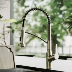 Karran Scottsdale 1.8 GPM Single Lever Handle Lead-free Brass ADA Kitchen Faucet, Pull-Down, Spot-Free Champagne Bronze, KKF210SFCB