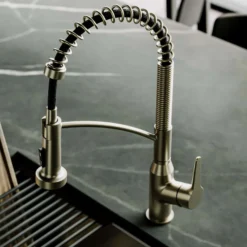 Karran Scottsdale 1.8 GPM Single Lever Handle Lead-free Brass ADA Kitchen Faucet, Pull-Down, Spot-Free Champagne Bronze, KKF210SFCB