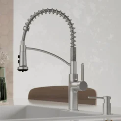 Karran Scottsdale 1.8 GPM Single Lever Lead-free Brass ADA Kitchen Faucet, Pull-Down, Spot Free Stainless Steel, KKF740SFSS