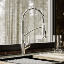 Karran Scottsdale Single Lever Handle Lead-free Brass ADA Kitchen Faucet, Pull Down, Stainless Steel, KKF210SS