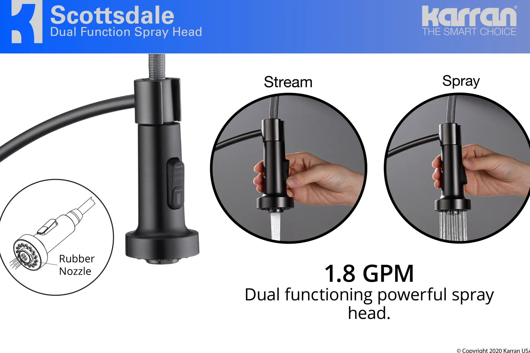 Karran Scottsdale Single Lever Handle Lead-free Brass ADA Kitchen Faucet, Pull Down, Gun Metal Grey, KKF210GG