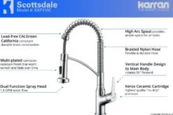 Karran Scottsdale Single Lever Handle Lead-free Brass ADA Kitchen Faucet, Pull Down, Chrome, KKF210C