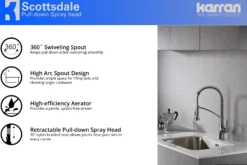 Karran Scottsdale Single Lever Handle Lead-free Brass ADA Kitchen Faucet, Pull Down, Chrome, KKF210C
