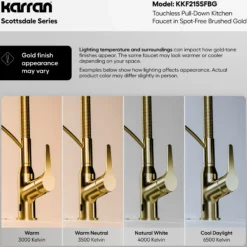Karran Scottsdale Touchless Pull-Down Kitchen Faucet, Spot-Free Brushed Gold, Brass, KKF215SFBG