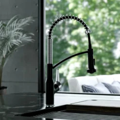 Karran Scottsdale Touchless Pull-Down Kitchen Faucet, Matte Black & Stainless Steel, Brass, KKF215MBSFSS
