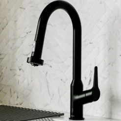 Karran Scottsdale Touchless Pull-Down Kitchen Faucet, Matte Black, Brass, KKF255MB