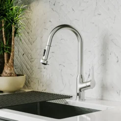 Karran Scottsdale Touchless Pull-Down Kitchen Faucet, Spot Free Stainless Steel, Brass, KKF255SFSS