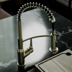 Karran Scottsdale Touchless Pull-Down Kitchen Faucet, Spot-Free Champagne Bronze, Brass, KKF215SFCB