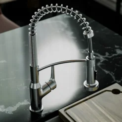 Karran Scottsdale Touchless Pull-Down Kitchen Faucet, Spot Free Stainless Steel, Brass, KKF215SFSS