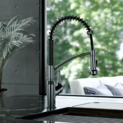 Karran Scottsdale Touchless Pull-Down Kitchen Faucet, Spot-Free Gunmetal Grey, Brass, KKF215SFGG