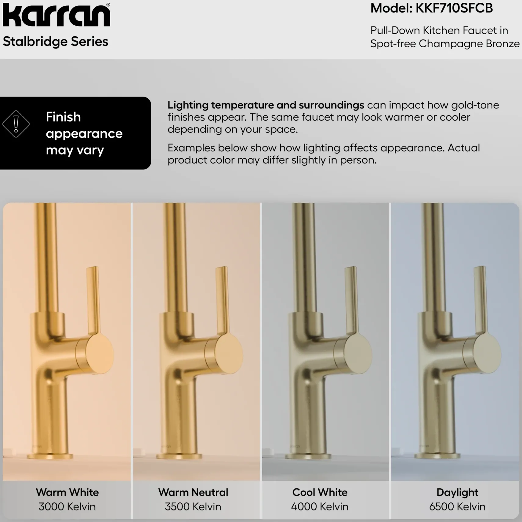 Karran Stalbridge 1.8 GPM Single Lever Lead-free Brass ADA Kitchen Faucet, Pull-Down, Spot-Free Champagne Bronze, KKF710SFCB