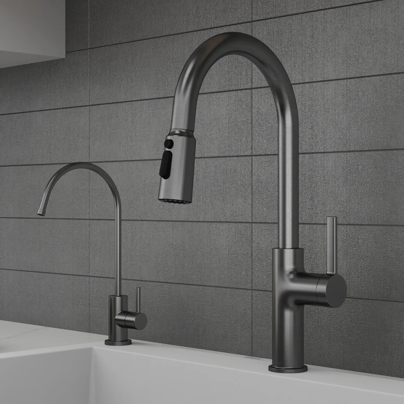Karran Stalbridge 1.8 GPM Single Lever Lead-free Brass ADA Kitchen Faucet, Pull-Down, Spot-Free Gunmetal Grey, KKF720SFGG