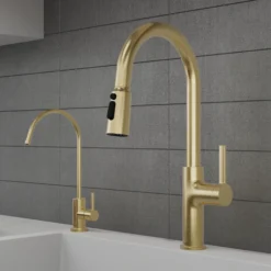 Karran Stalbridge 1.8 GPM Single Lever Lead-free Brass ADA Kitchen Faucet, Pull-Down, Spot-Free Champagne Bronze, KKF720SFCB
