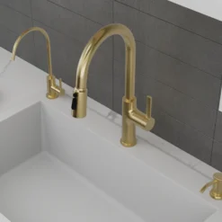 Karran Stalbridge 1.8 GPM Single Lever Lead-free Brass ADA Kitchen Faucet, Pull-Down, Spot-Free Champagne Bronze, KKF720SFCB