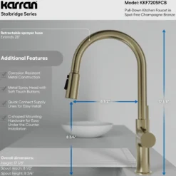Karran Stalbridge 1.8 GPM Single Lever Lead-free Brass ADA Kitchen Faucet, Pull-Down, Spot-Free Champagne Bronze, KKF720SFCB
