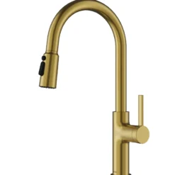 Karran Stalbridge 1.8 GPM Single Lever Lead-free Brass ADA Kitchen Faucet, Pull-Down, Spot-Free Brushed Gold, KKF720SFBG