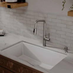 Karran Stalbridge 1.8 GPM Single Lever Lead-free Brass ADA Kitchen Faucet, Pull-Down, Spot Free Stainless Steel, KKF710SFSS