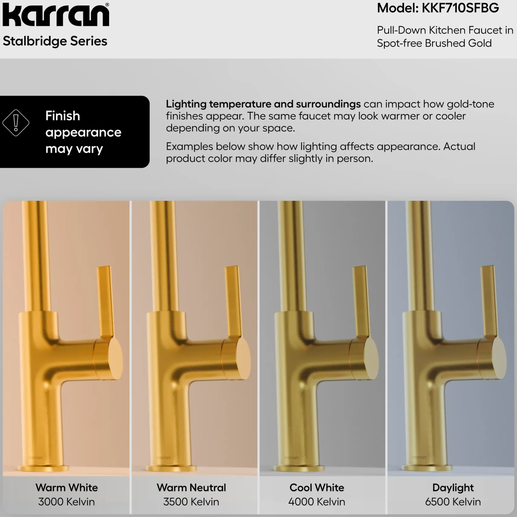 Karran Stalbridge 1.8 GPM Single Lever Lead-free Brass ADA Kitchen Faucet, Pull-Down, Spot-Free Brushed Gold, KKF710SFBG