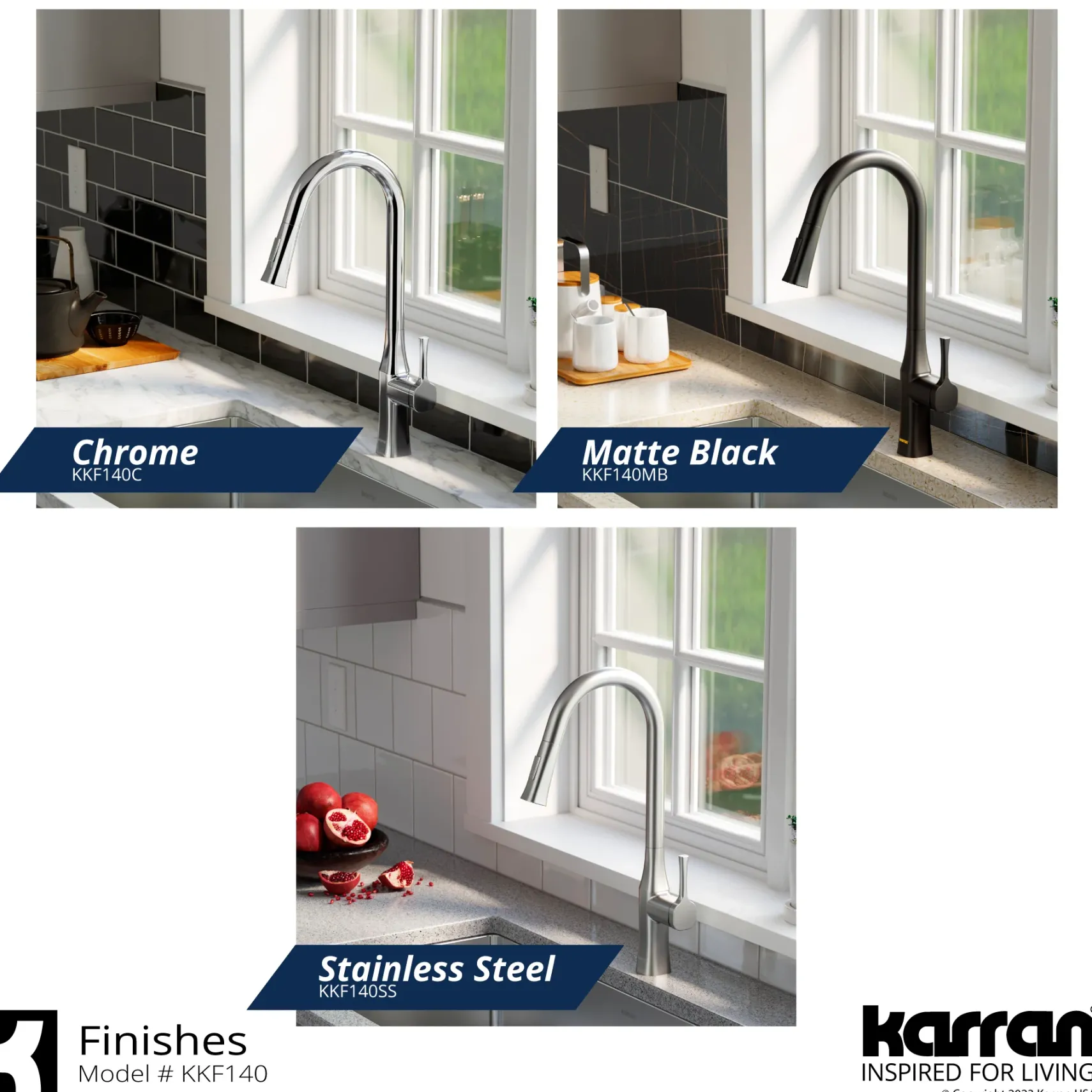 Karran Standerton 1.8 GPM Single Lever Handle Lead-free Brass ADA Kitchen Faucet, Pull-Down Kitchen, Chrome, KKF140C