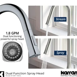 Karran Standerton 1.8 GPM Single Lever Handle Lead-free Brass ADA Kitchen Faucet, Pull-Down Kitchen, Stainless Steel, KKF140SS