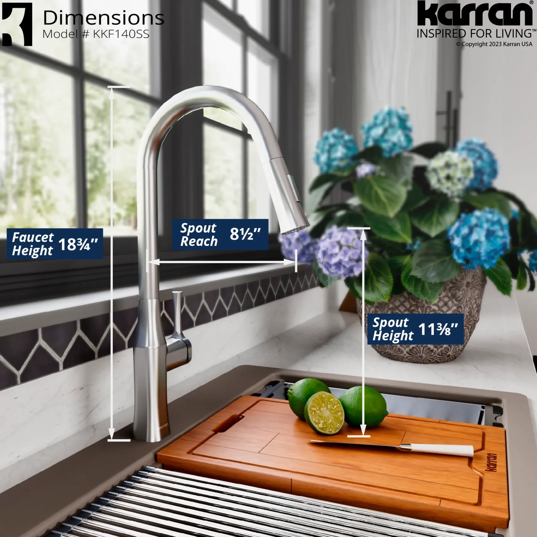 Karran Standerton 1.8 GPM Single Lever Handle Lead-free Brass ADA Kitchen Faucet, Pull-Down Kitchen, Stainless Steel, KKF140SS