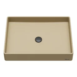 Karran Sternhagen 17.75" x 23.625" Rectangular Vessel Quartz Composite ADA Bathroom Sink, Pale Gold, SQS500PG
