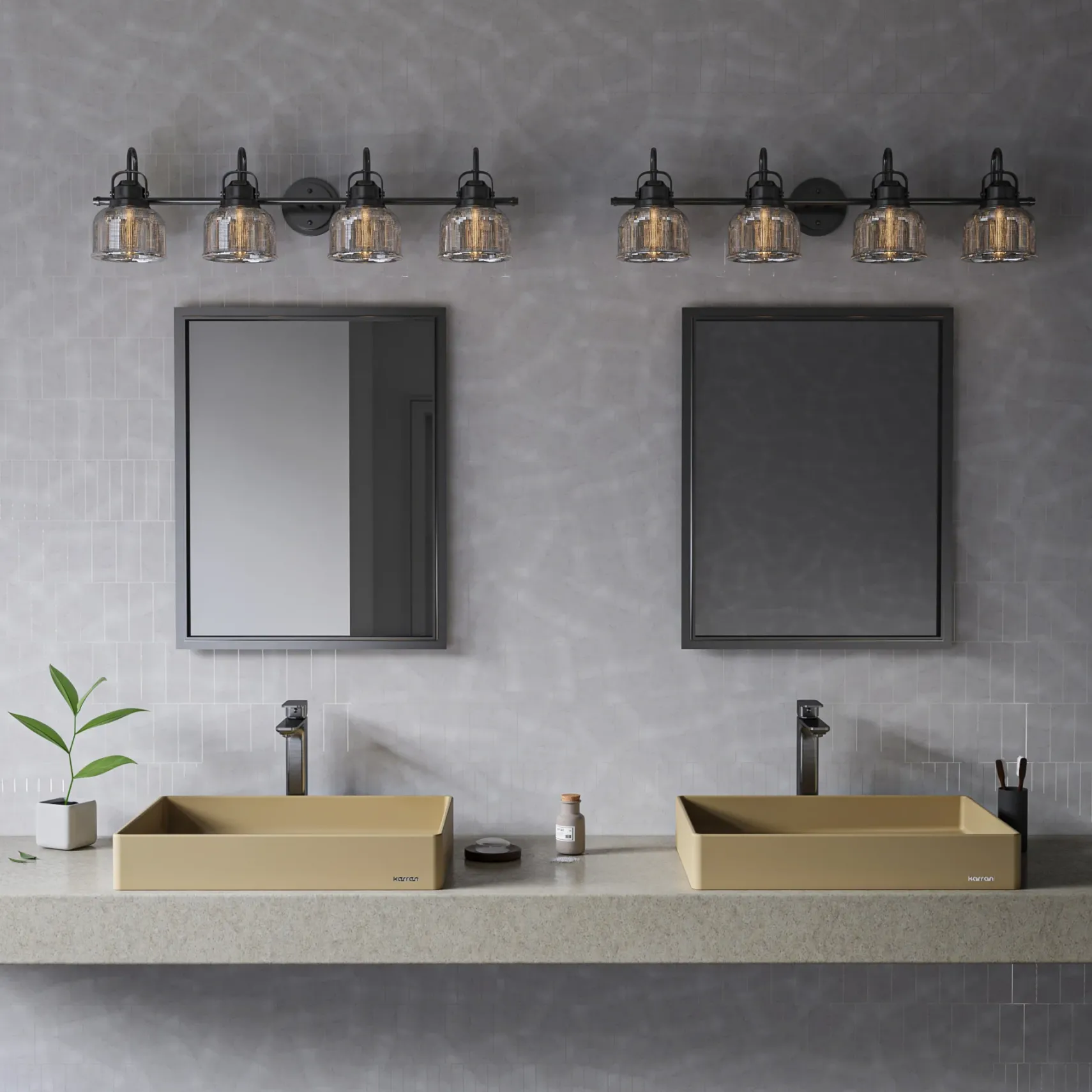 Karran Sternhagen 17.75" x 23.625" Rectangular Vessel Quartz Composite ADA Bathroom Sink, Pale Gold, SQS500PG
