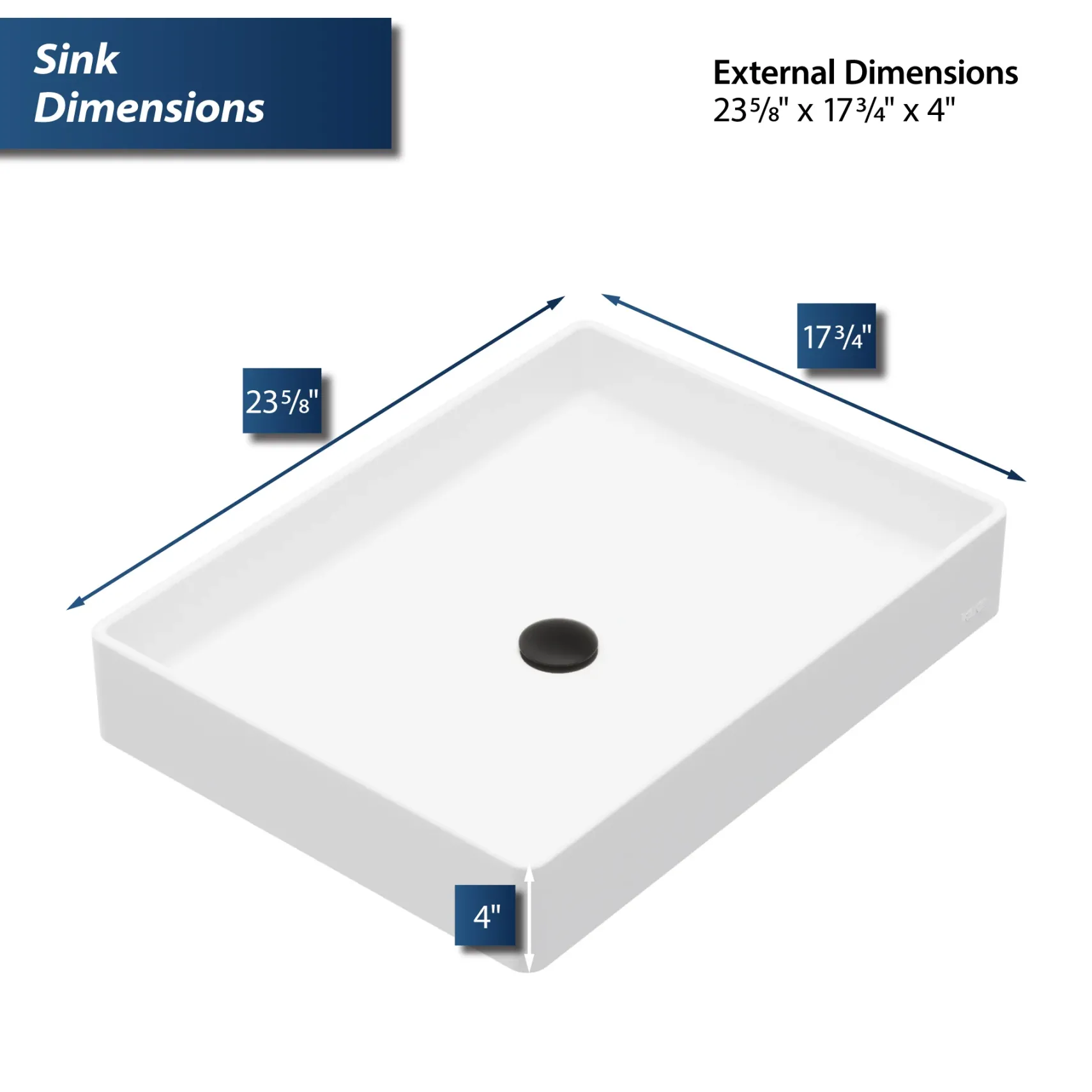 Karran Sternhagen 17.75" x 23.625" Rectangular Vessel Quartz Composite ADA Bathroom Sink, White, SQS500WH