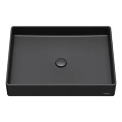 Karran Sternhagen 17.75" x 23.625" Rectangular Vessel Quartz Composite ADA Bathroom Sink, Black, SQS500BL