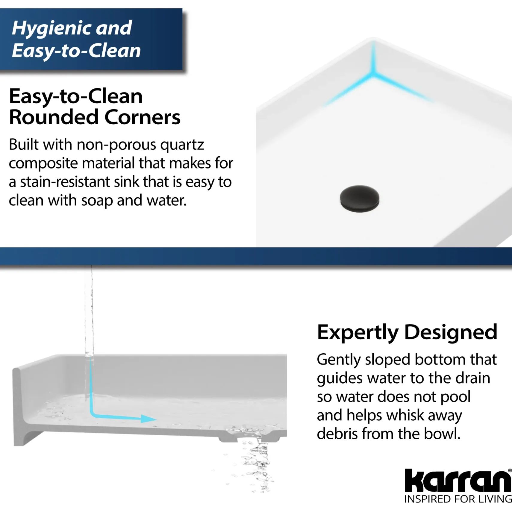 Karran Sternhagen 17.75" x 23.625" Rectangular Vessel Quartz Composite ADA Bathroom Sink, Grey, SQS500GR