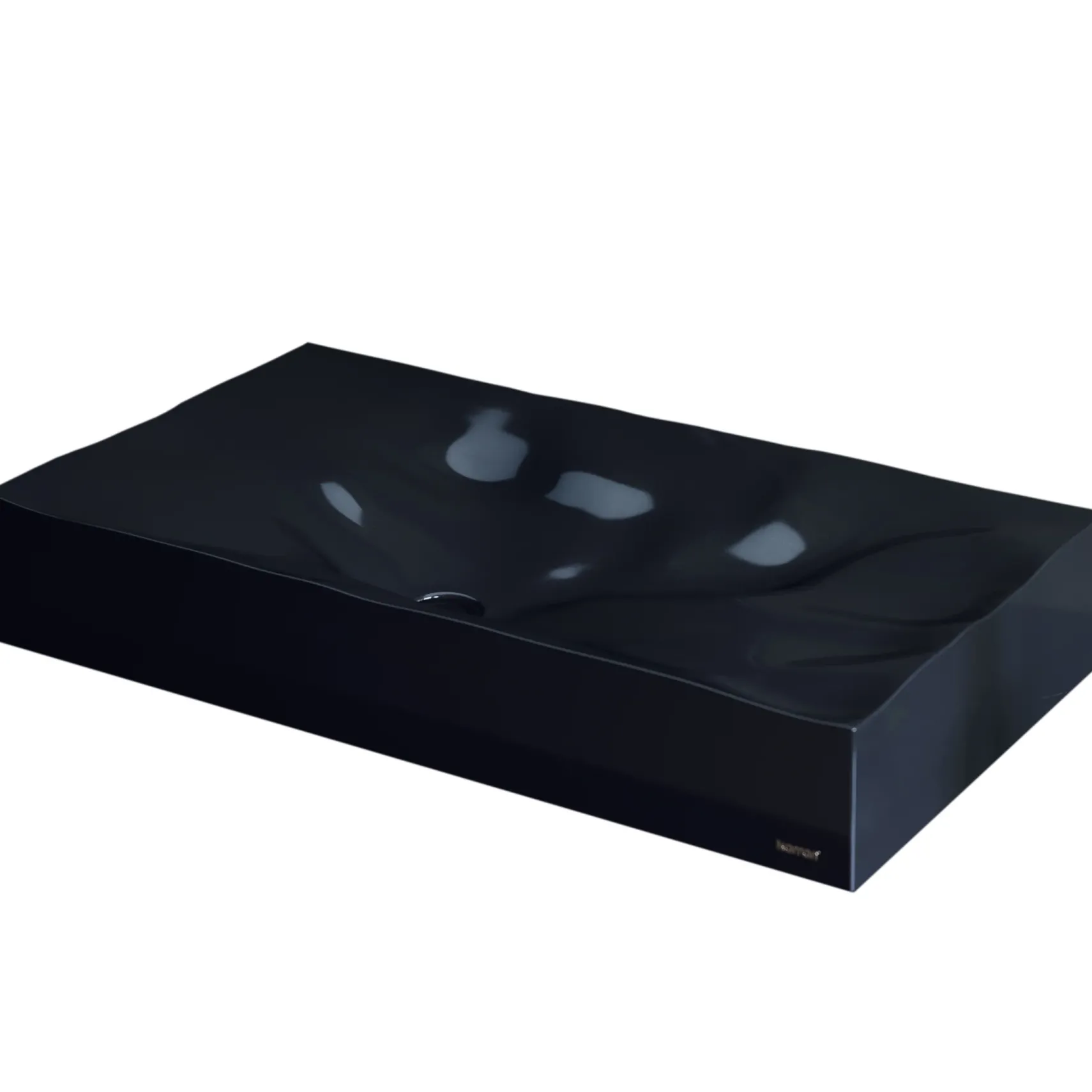 Karran Sternhagen Mirage 32.125" x 18.25" Rectangular Vessel Quartz Composite ADA Bathroom Sink, Black, SQS300BL
