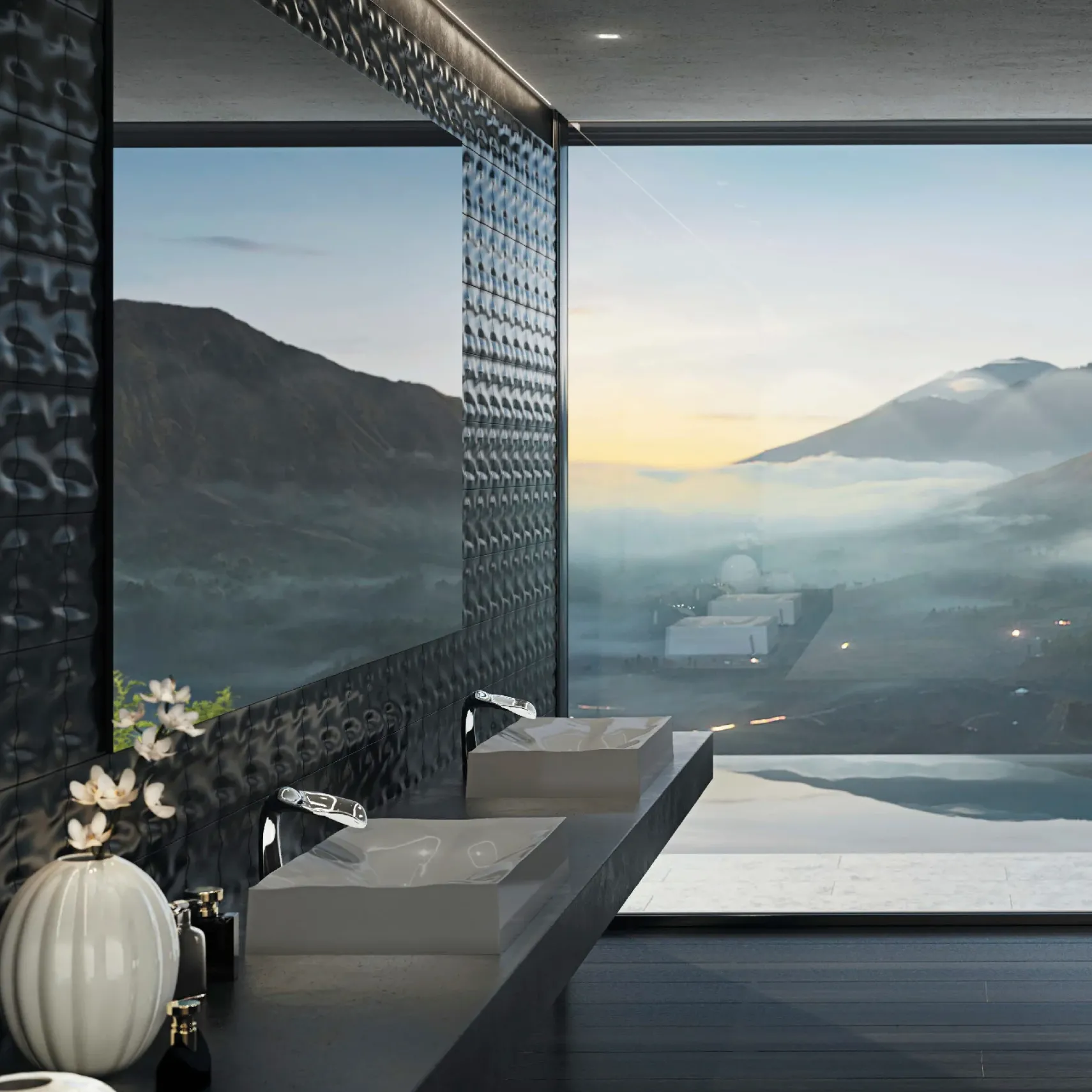 Karran Sternhagen Mirage 32.125" x 18.25" Rectangular Vessel Quartz Composite ADA Bathroom Sink, Grey, SQS300GR