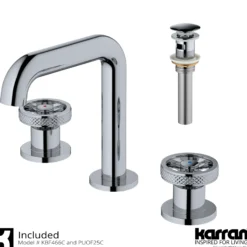 Karran Tryst 1.2 GPM Double Lever Handle Lead-free Brass Bathroom Faucet, Widespread, Chrome, KBF466C