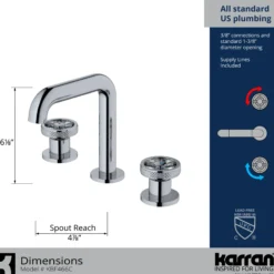 Karran Tryst 1.2 GPM Double Lever Handle Lead-free Brass Bathroom Faucet, Widespread, Chrome, KBF466C
