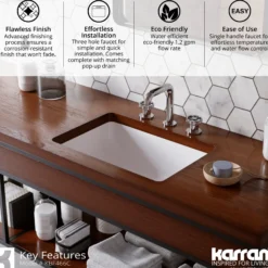 Karran Tryst 1.2 GPM Double Lever Handle Lead-free Brass Bathroom Faucet, Widespread, Chrome, KBF466C