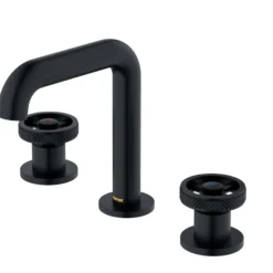 Karran Tryst 1.2 GPM Double Lever Handle Lead-free Brass Bathroom Faucet, Widespread, Matte Black, KBF466MB