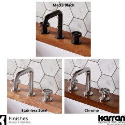Karran Tryst 1.2 GPM Double Lever Handle Lead-free Brass Bathroom Faucet, Widespread, Matte Black, KBF466MB