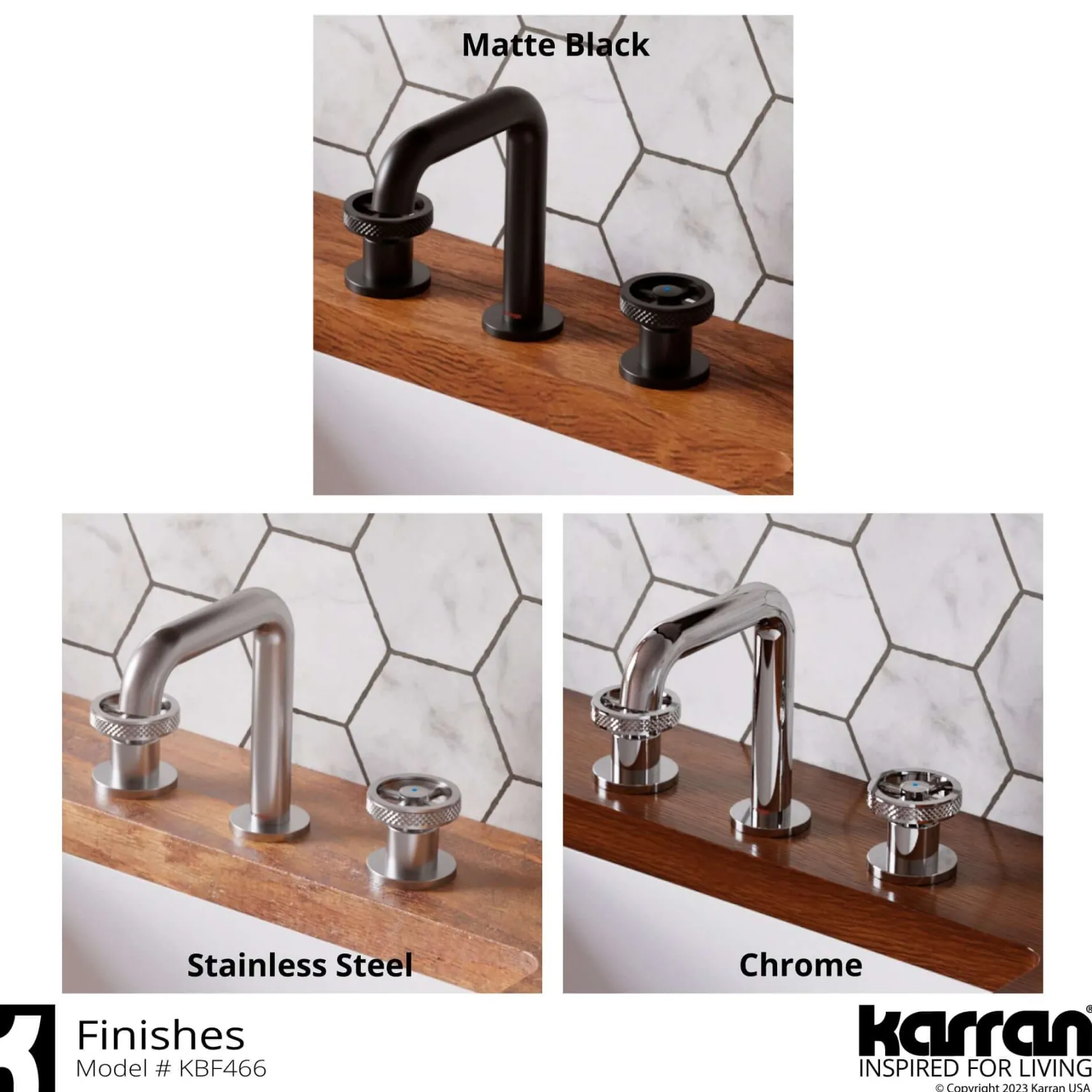 Karran Tryst 1.2 GPM Double Lever Handle Lead-free Brass Bathroom Faucet, Widespread, Matte Black, KBF466MB