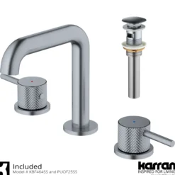 Karran Tryst 1.2 GPM Double Lever Handle Lead-free Brass ADA Bathroom Faucet, Widespread, Stainless Steel, KBF464SS