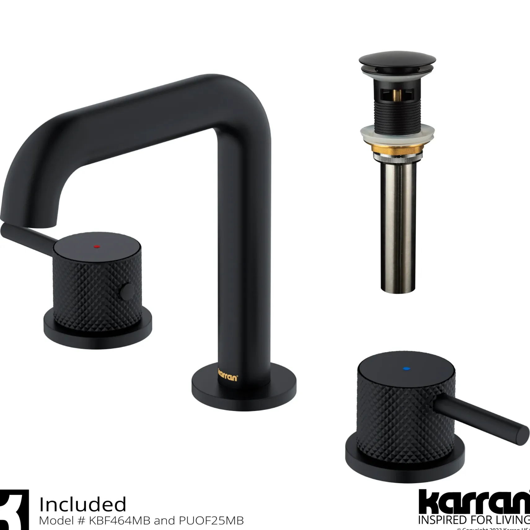 Karran Tryst 1.2 GPM Double Lever Handle Lead-free Brass ADA Bathroom Faucet, Widespread, Matte Black, KBF464MB