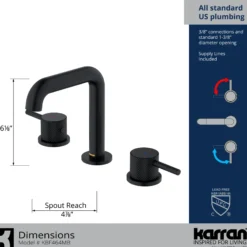 Karran Tryst 1.2 GPM Double Lever Handle Lead-free Brass ADA Bathroom Faucet, Widespread, Matte Black, KBF464MB