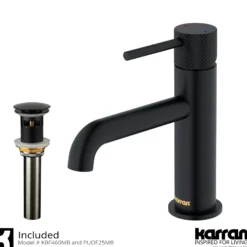 Karran Tryst 1.2 GPM Single Lever Handle Lead-free Brass ADA Bathroom Faucet, Basin, Matte Black, KBF460MB