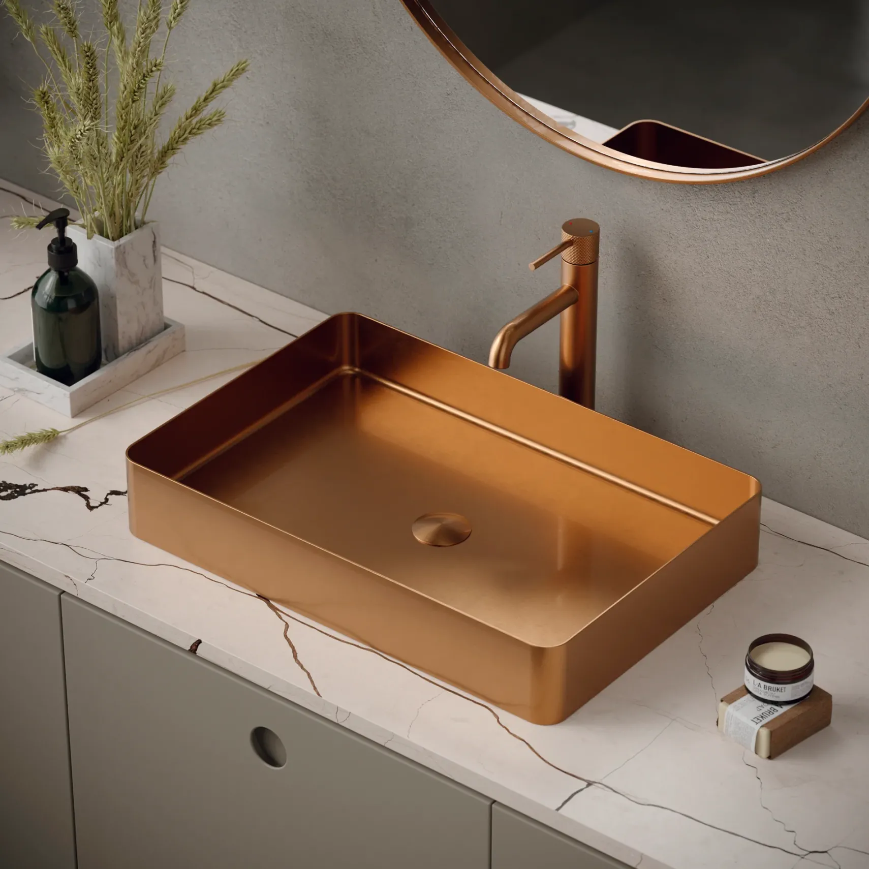 Karran Tryst 1.2 GPM Single Lever Handle Lead-free Brass ADA Bathroom Faucet, Vessel, Brushed Copper, KBF462BC