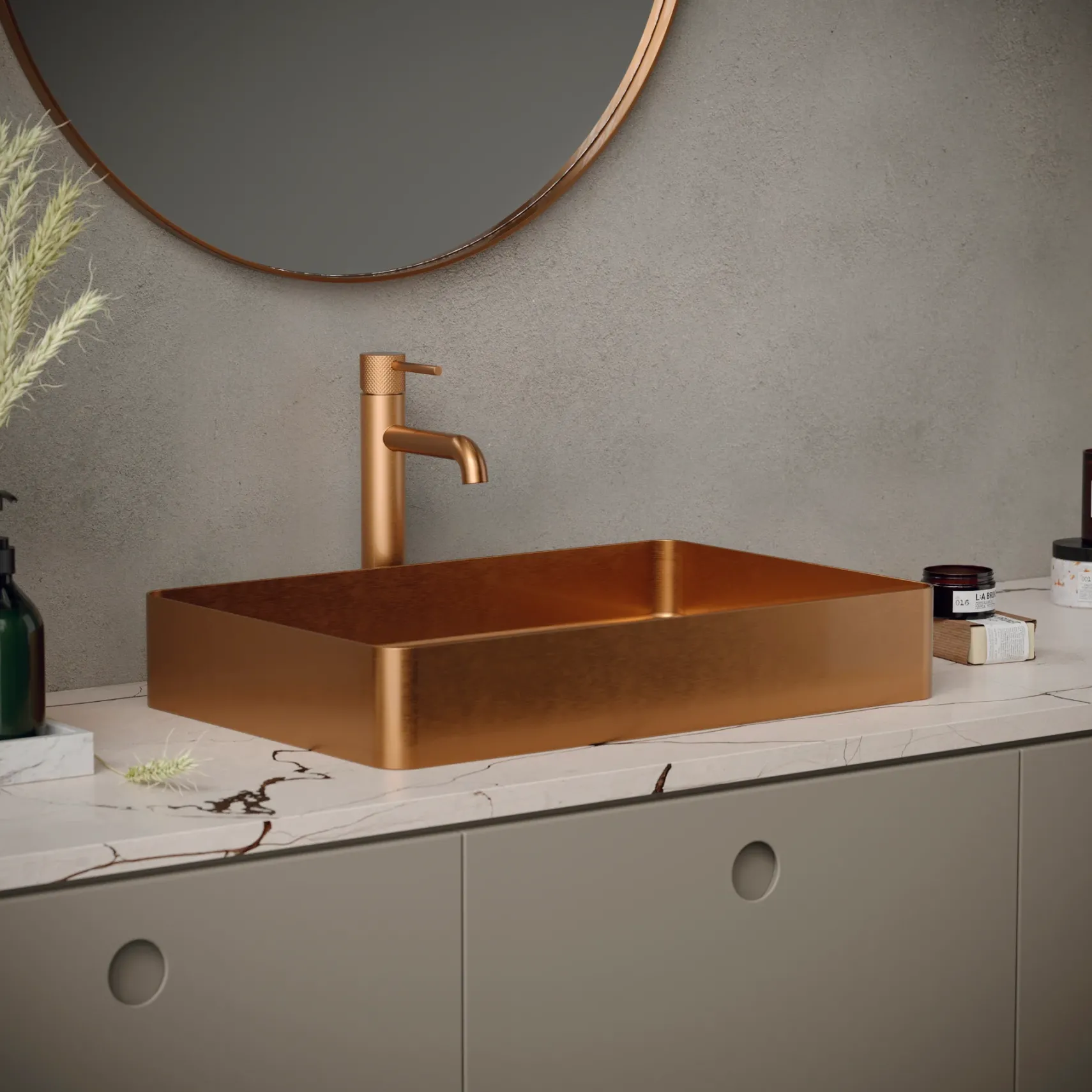Karran Tryst 1.2 GPM Single Lever Handle Lead-free Brass ADA Bathroom Faucet, Vessel, Brushed Copper, KBF462BC