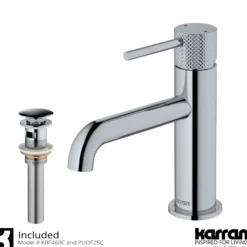 Karran Tryst 1.2 GPM Single Lever Handle Lead-free Brass ADA Bathroom Faucet, Basin, Chrome, KBF460C