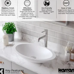 Karran Tryst 1.2 GPM Single Lever Handle Lead-free Brass ADA Bathroom Faucet, Vessel, Chrome, KBF462C