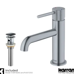 Karran Tryst 1.2 GPM Single Lever Handle Lead-free Brass ADA Bathroom Faucet, Basin, Stainless Steel, KBF460SS