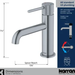 Karran Tryst 1.2 GPM Single Lever Handle Lead-free Brass ADA Bathroom Faucet, Basin, Stainless Steel, KBF460SS