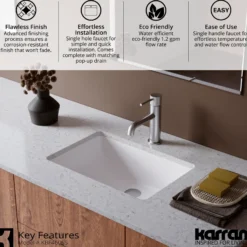 Karran Tryst 1.2 GPM Single Lever Handle Lead-free Brass ADA Bathroom Faucet, Basin, Stainless Steel, KBF460SS